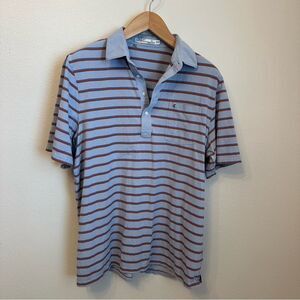Criquet Top Shelf Players Shirt Light Blue Striped Men's Polo Shirt
